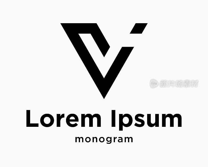 字母V JV字母组合字母现代优雅风格三角形品牌标识设计矢量